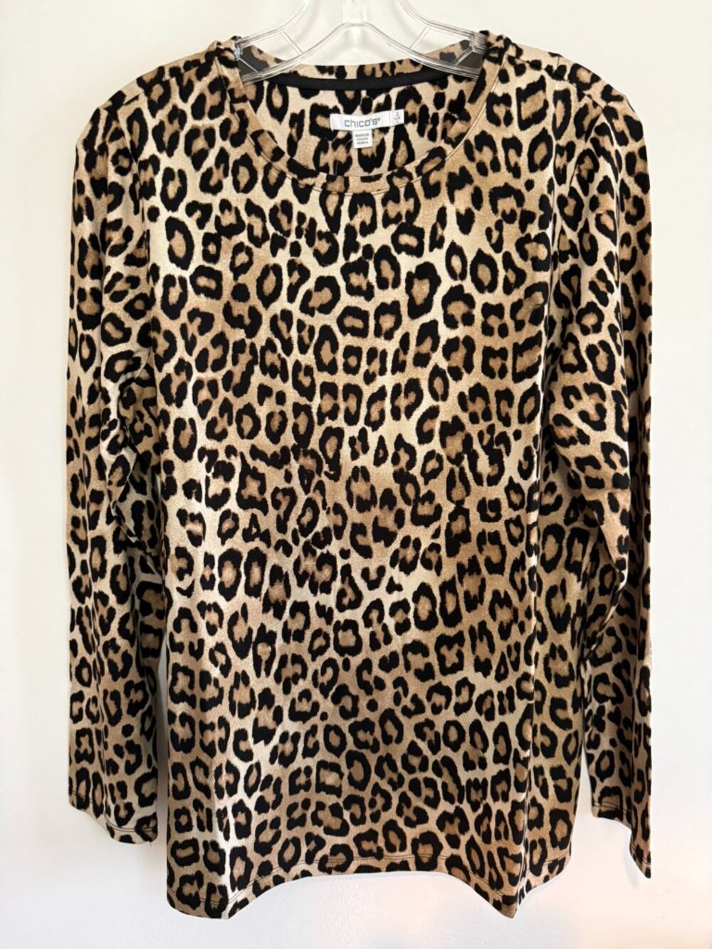Chico's Leopard Print Long Sleeve Top Size 2 NWT